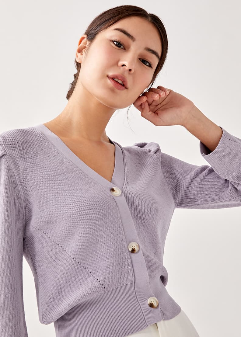 Purple v neck new arrivals cardigan