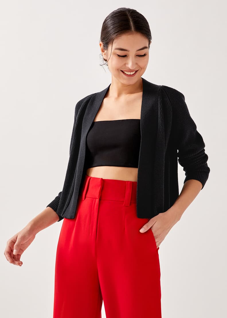 Nude cropped cardigan top