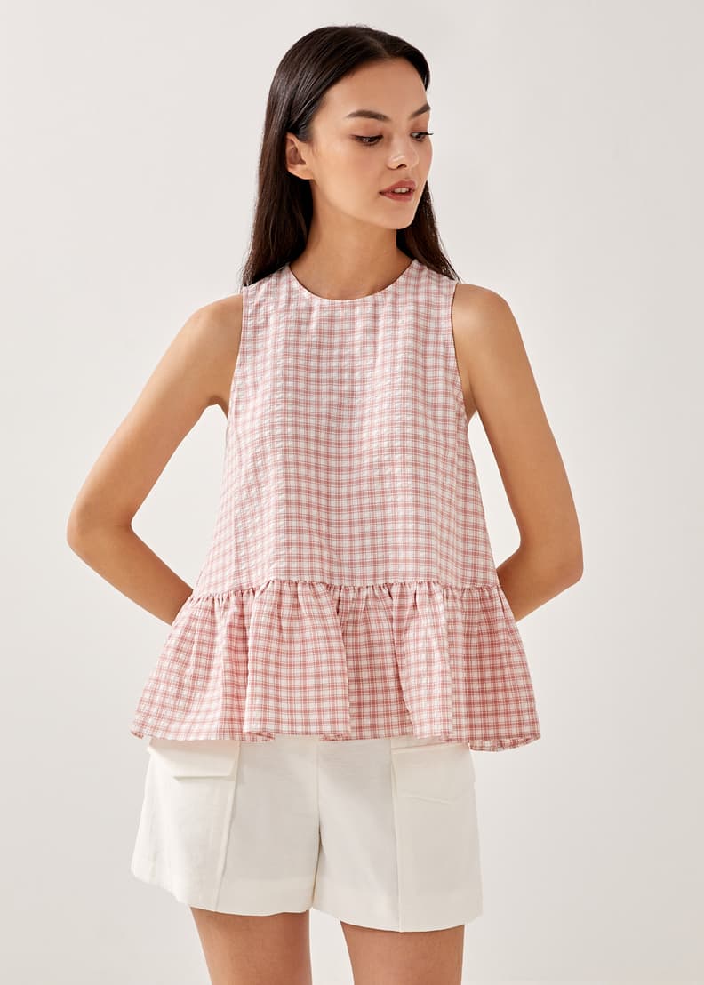 Gingham sales peplum top