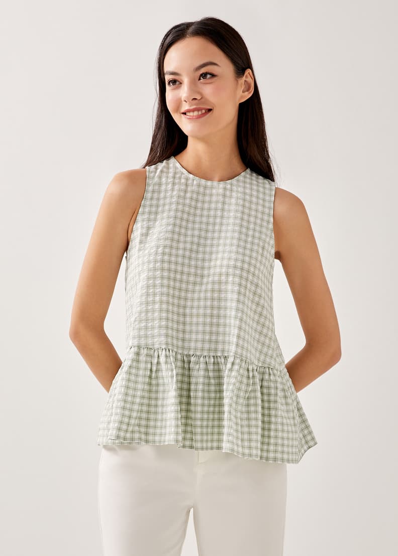 Buy Elenore Gingham Peplum Top @ Love, Bonito Singapore | Shop Women's  Fashion Online | Love, Bonito SG