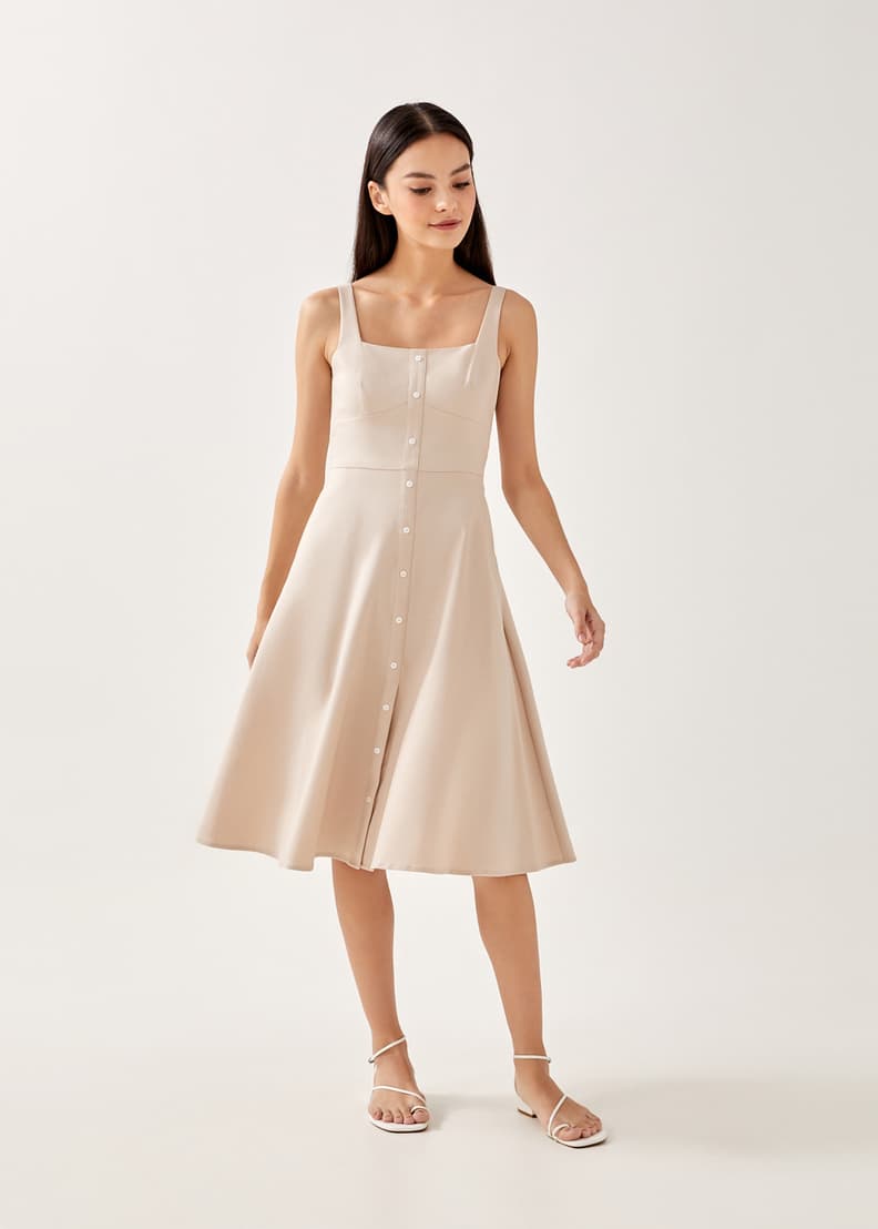 Buy Arielle Square Neck Button Down Dress Love Bonito Malaysia