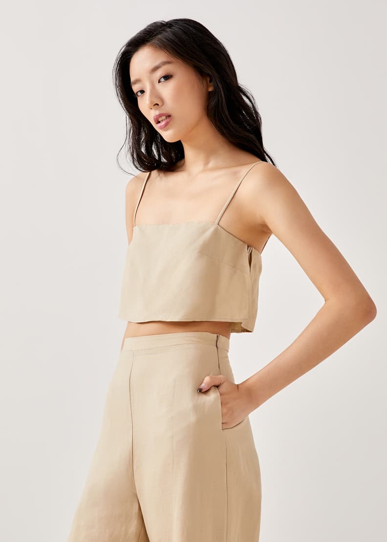 Audria Linen Crop Top Love Bonito US