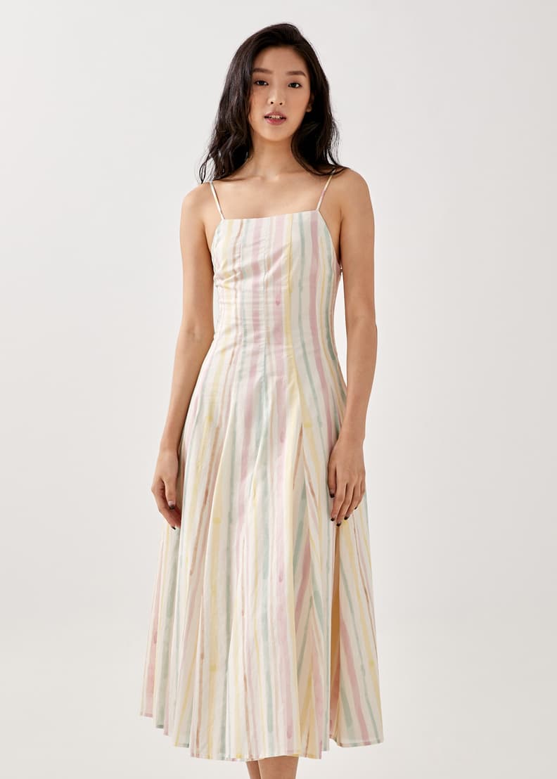 Holly Pleated Striped Maxi Dress