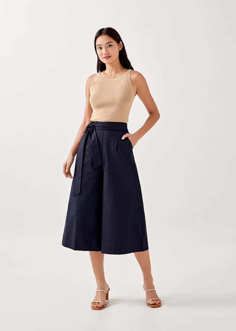Elastic waist wide leg pants online