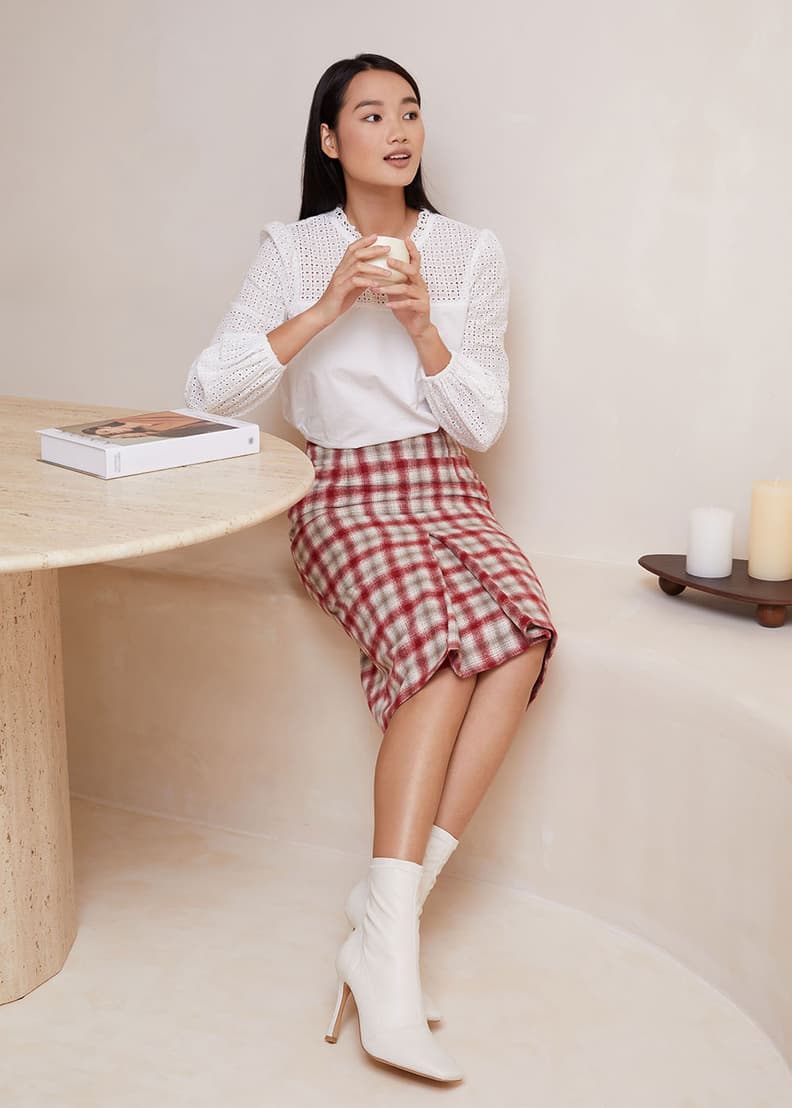 Plaid pencil clearance skirt quality
