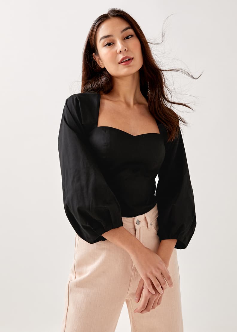 Bustier puff sleeve hotsell top