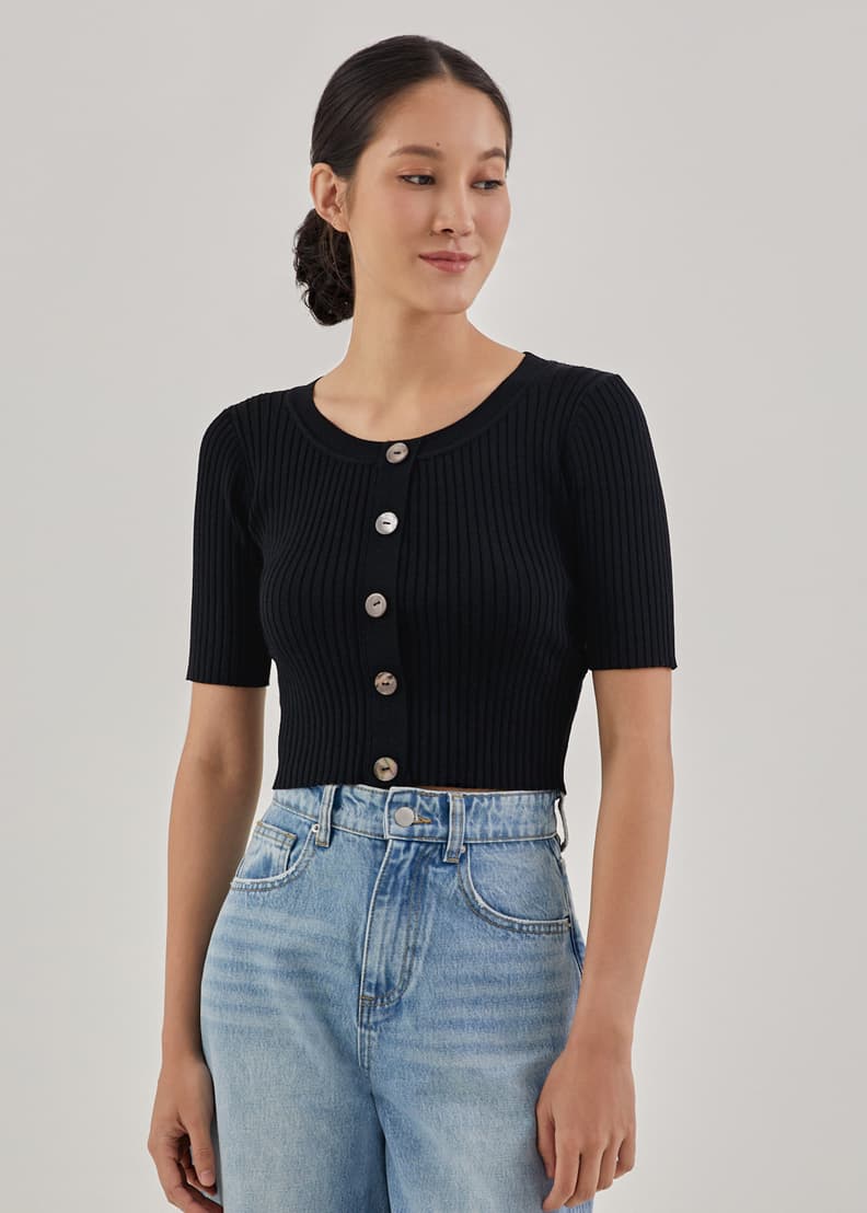 Button up knit top deals