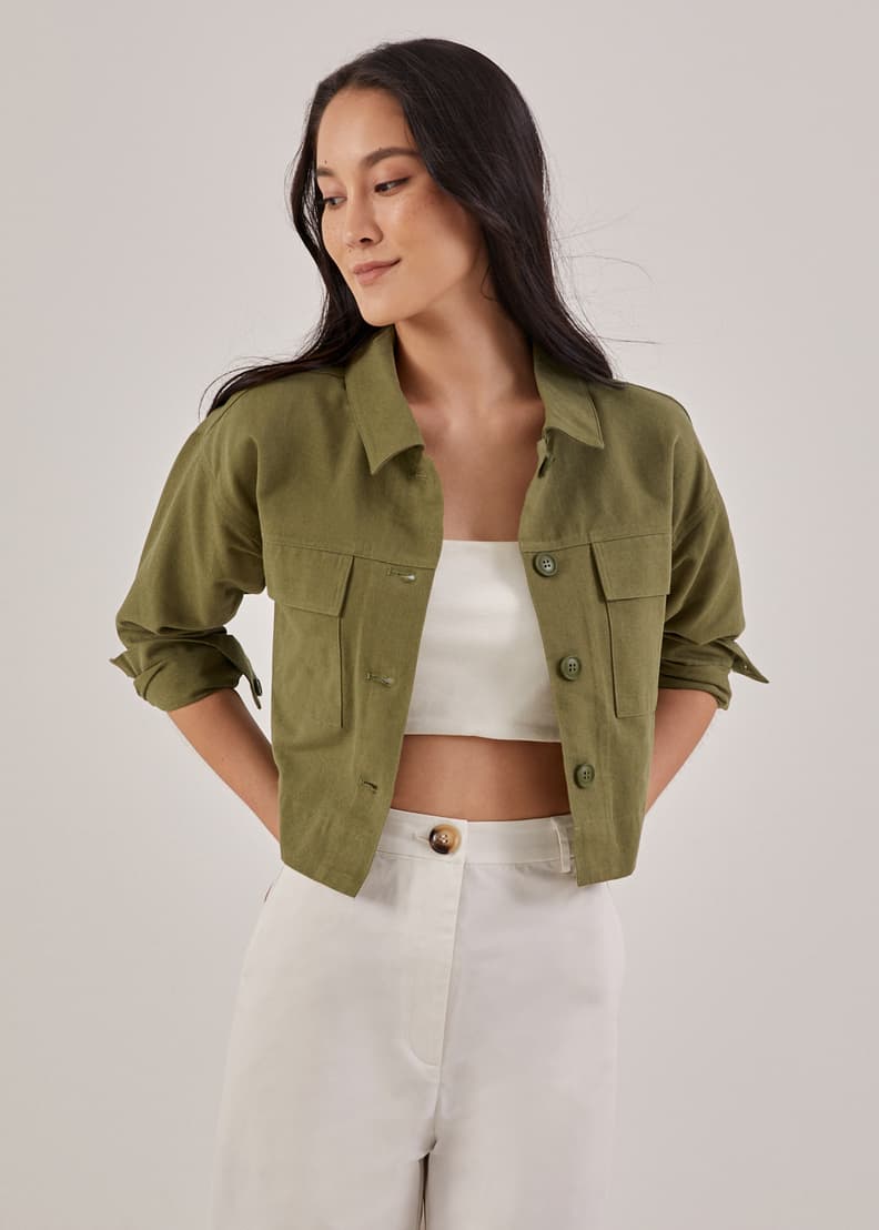 Buy Lauretta Cotton Twill Crop Jacket @ Love, Bonito