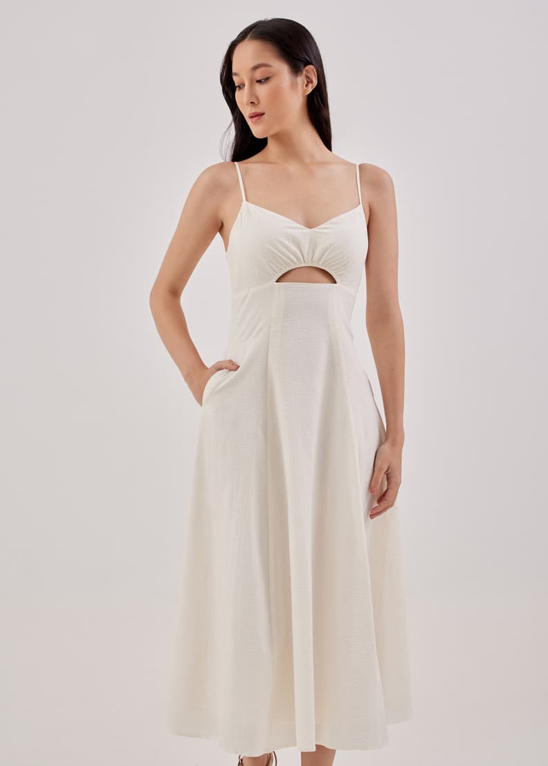 Buy Marielle Padded Textured Cut Out Dress @ Love, Bonito Singapore | Shop  Women's Fashion Online | Love, Bonito SG