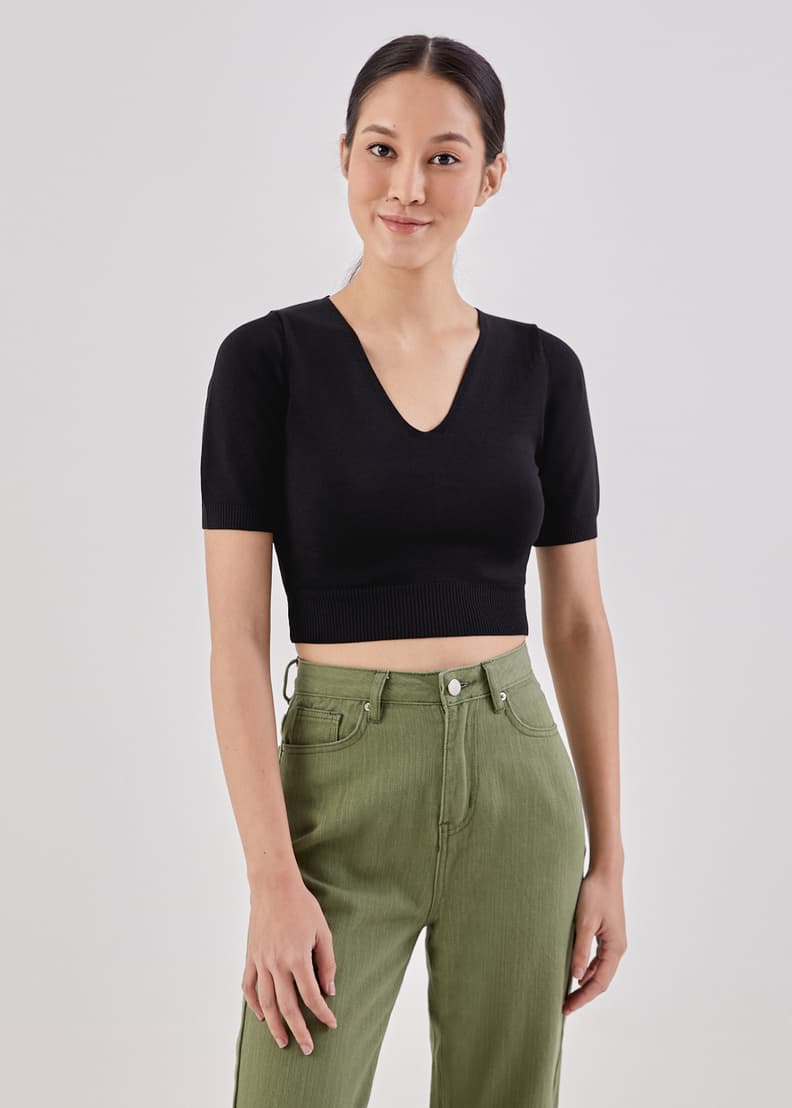 White cheap crop knit