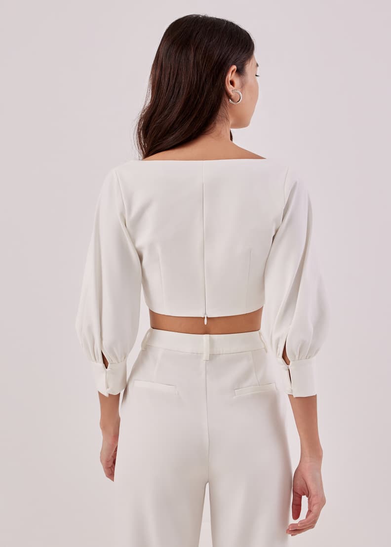 White long sales puff sleeve top