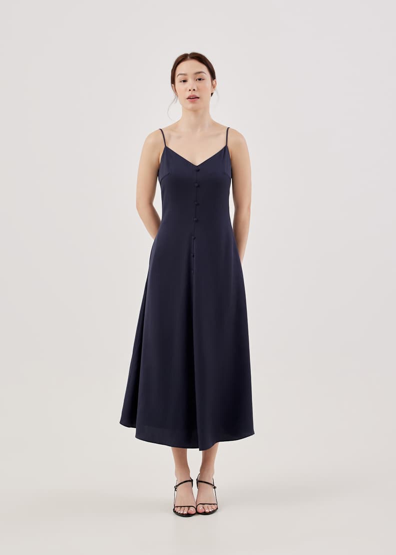 Jarlo tall cami strap maxi dress hotsell with button back detail in blue