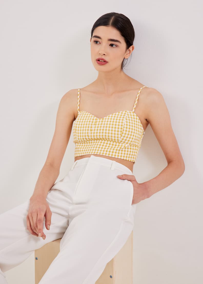 Buy Riella Gingham Bustier Padded Crop Top Love Bonito