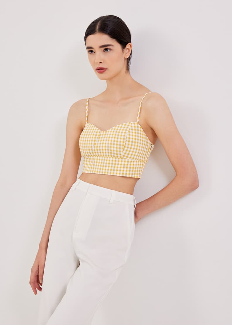 Buy Riella Gingham Bustier Padded Crop Top Love Bonito Hong