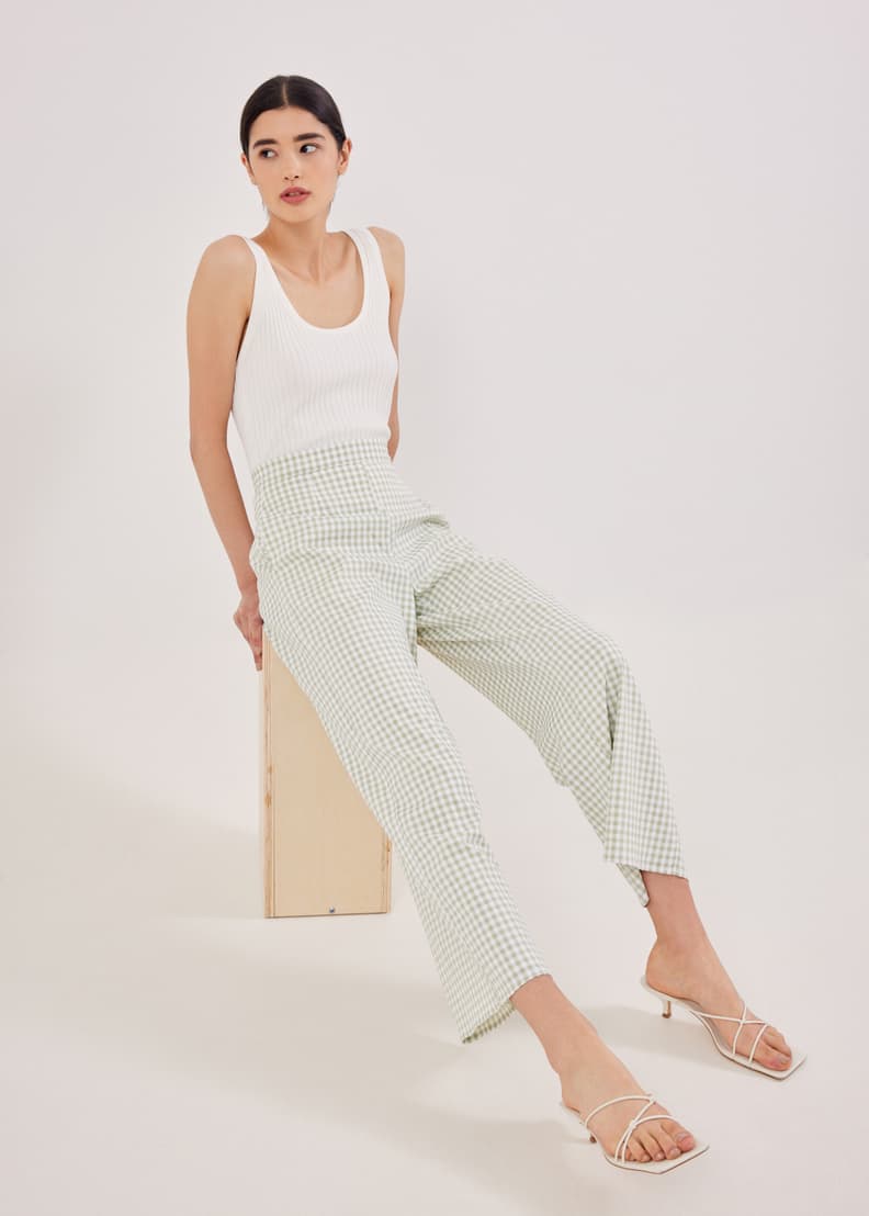 Gingham trousers womens discount