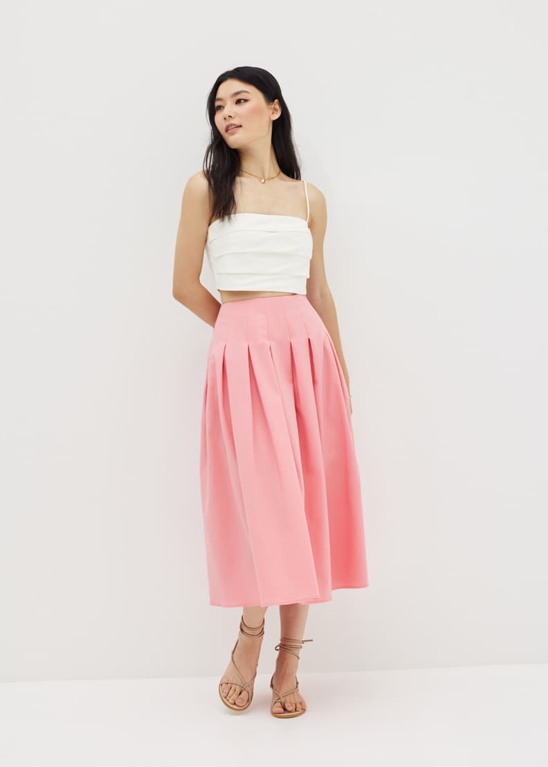 Pleated crop top midi dress discount