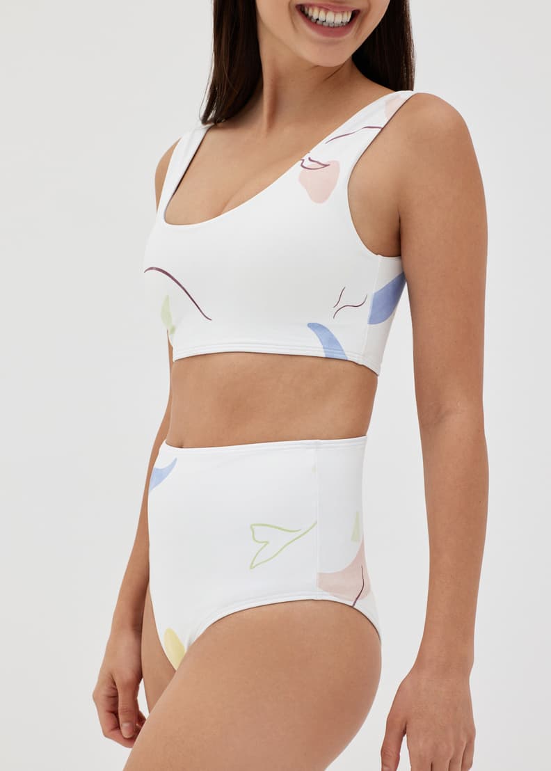 White high waisted 2024 two piece swimsuit
