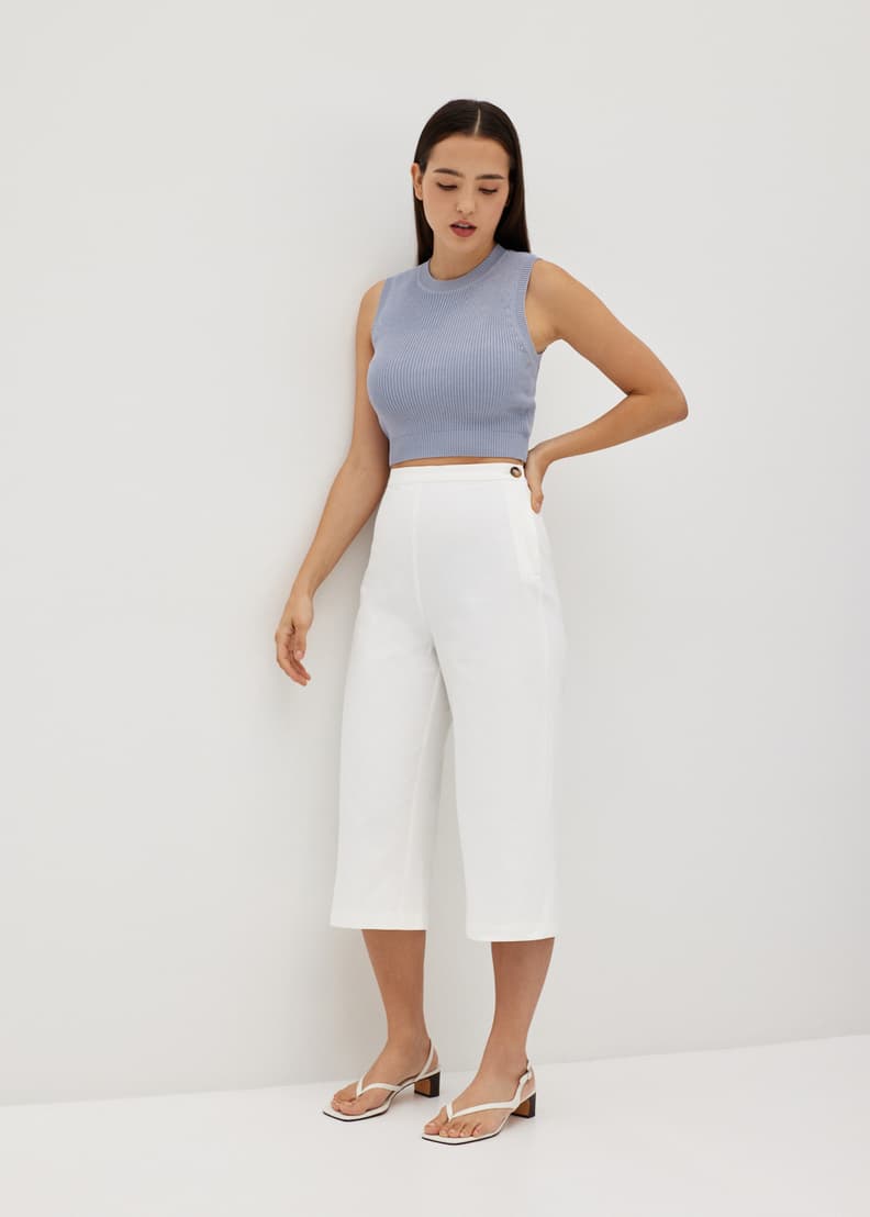 White cotton clearance wide leg pants