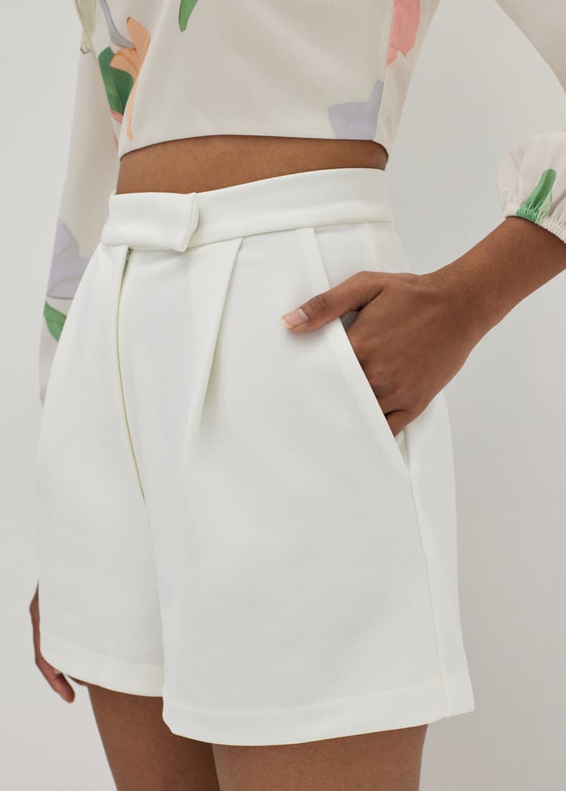 White high waisted tailored shorts new arrivals