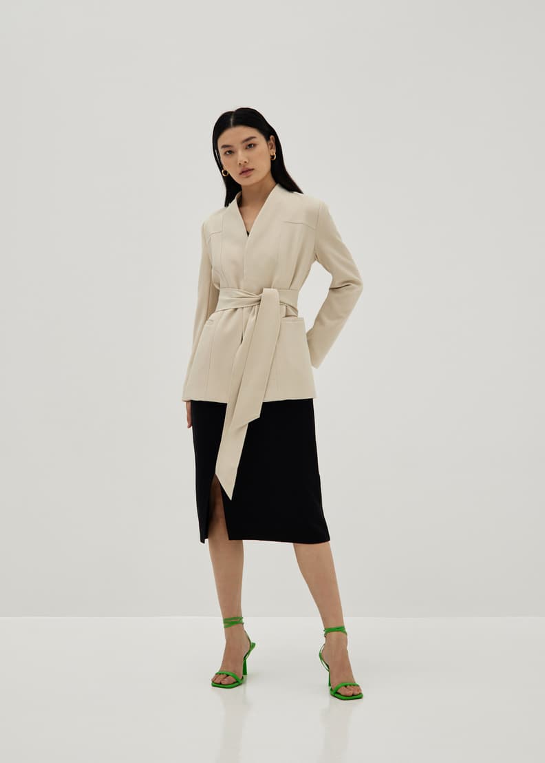 Collarless blazer on sale