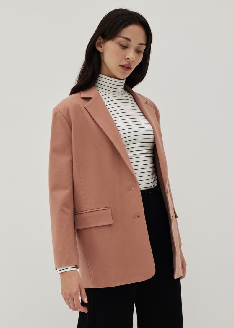 Harlow Brushed Shoulder Padded Relaxed Blazer