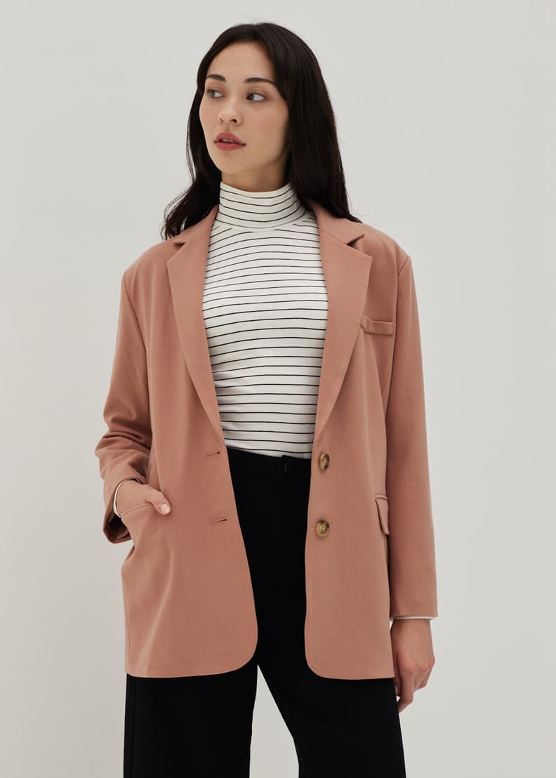 Harlow Brushed Shoulder Padded Relaxed Blazer