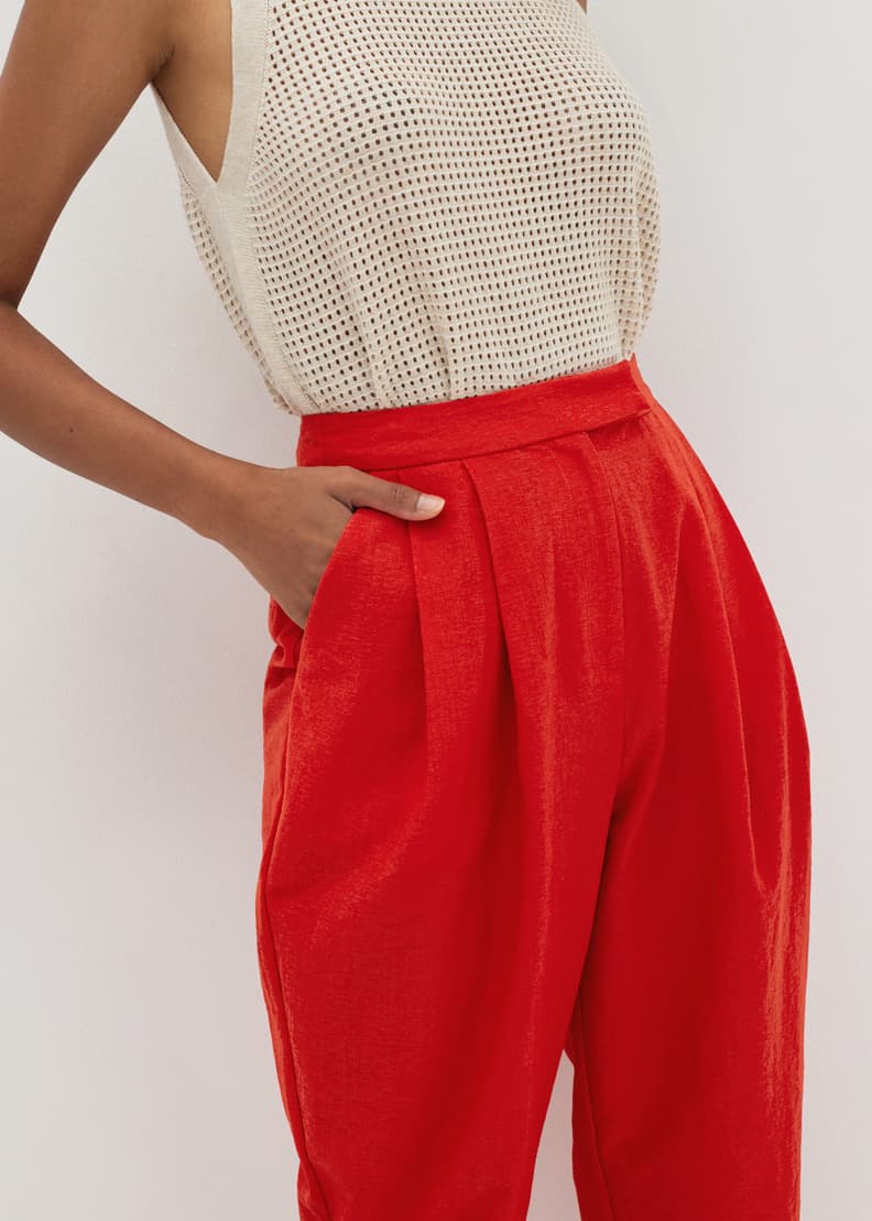 Red online paperbag trousers