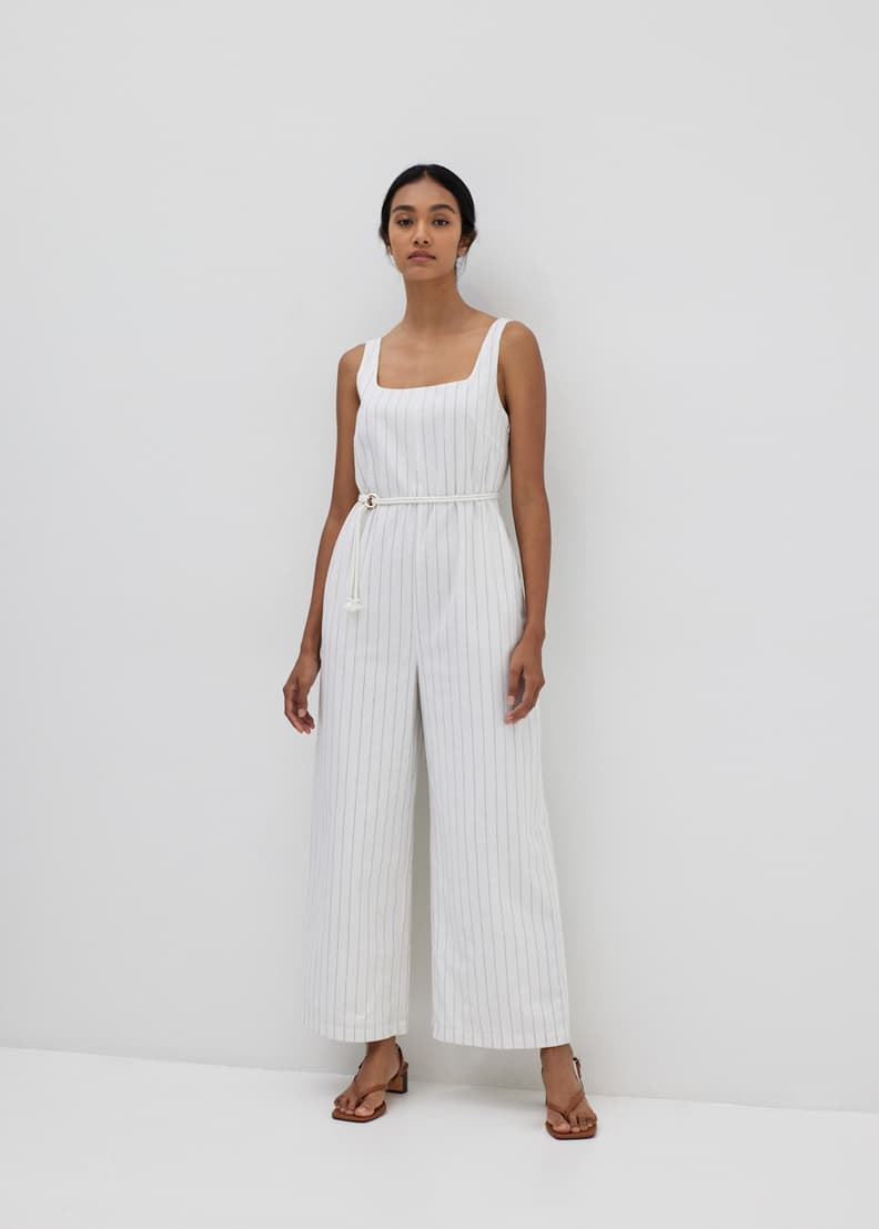 White flare overalls shop