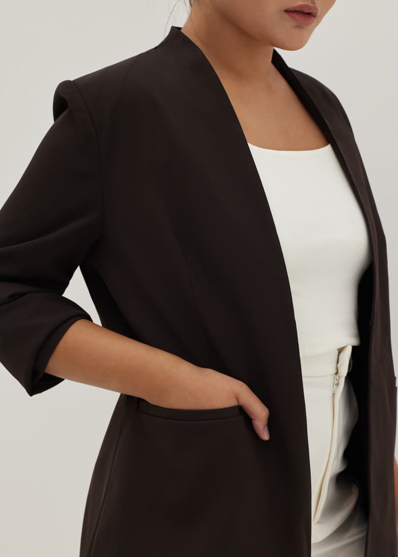 Black padded shoulder blazer clearance