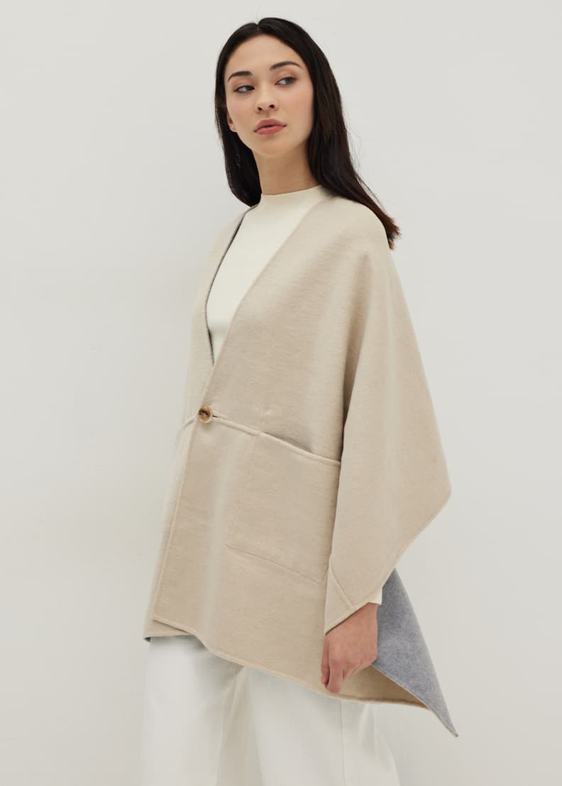 double face wool cape beige