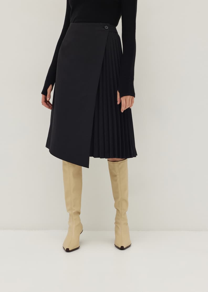 Adjustable Pleated Front Wrap Midi Skirt | Love, Bonito US