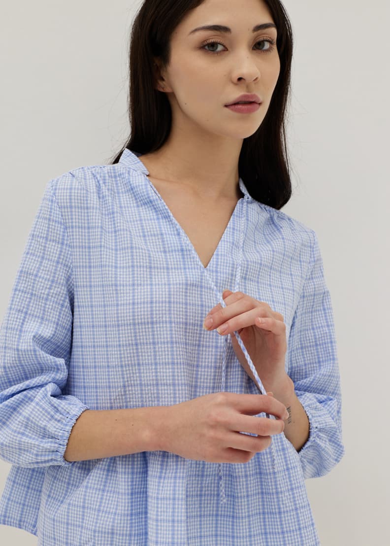 Peplum check shirt top