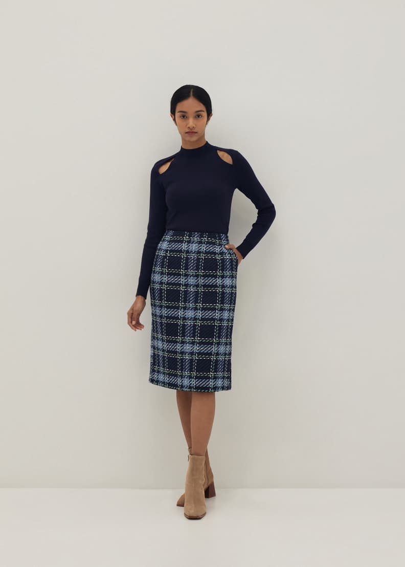 Plaid pencil skirt near me top