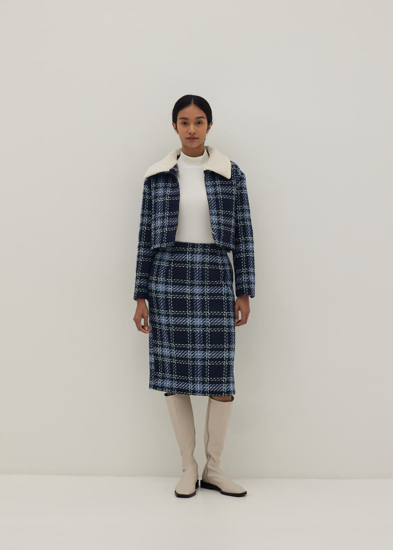 Plaid asymmetrical pencil skirt hotsell