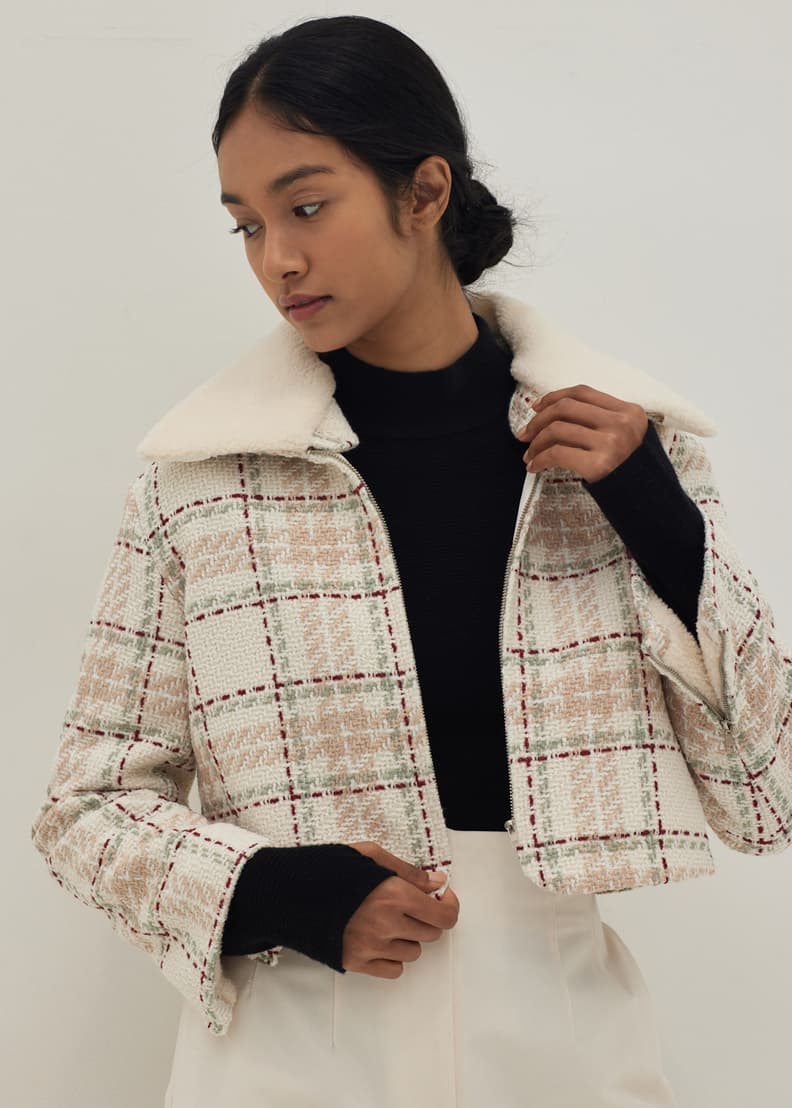 Tartan cropped jacket new arrivals
