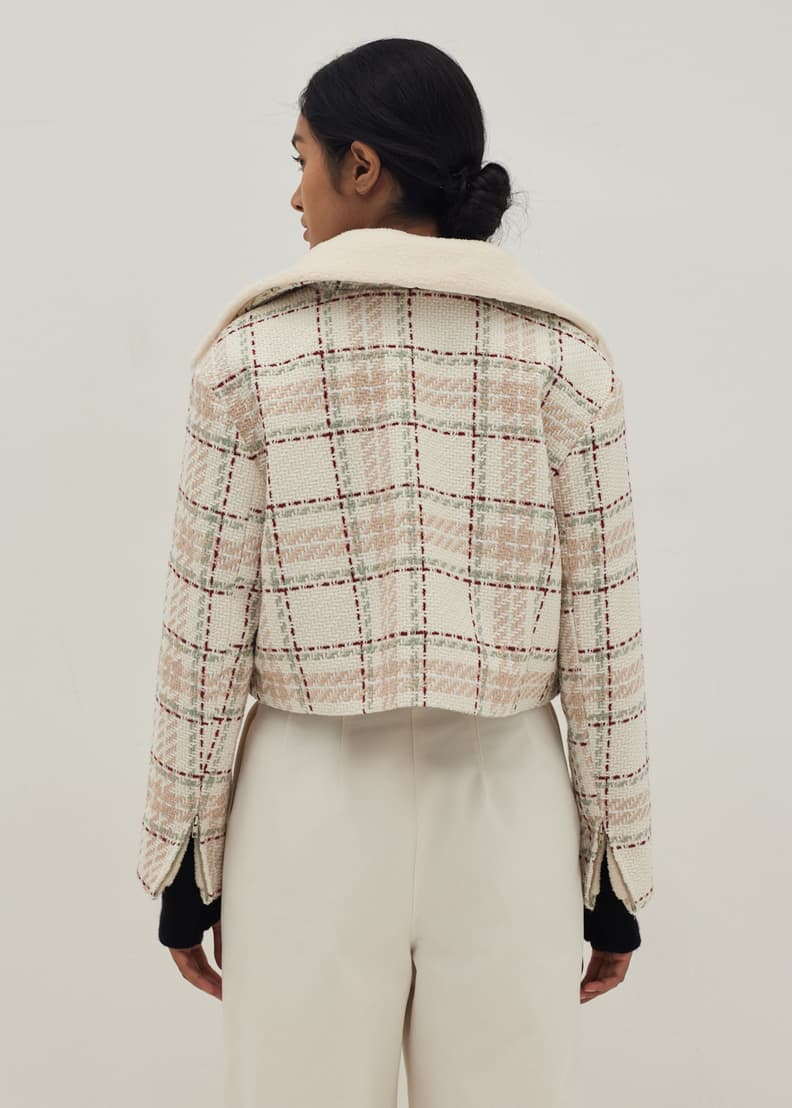 Checkered crop hotsell jacket