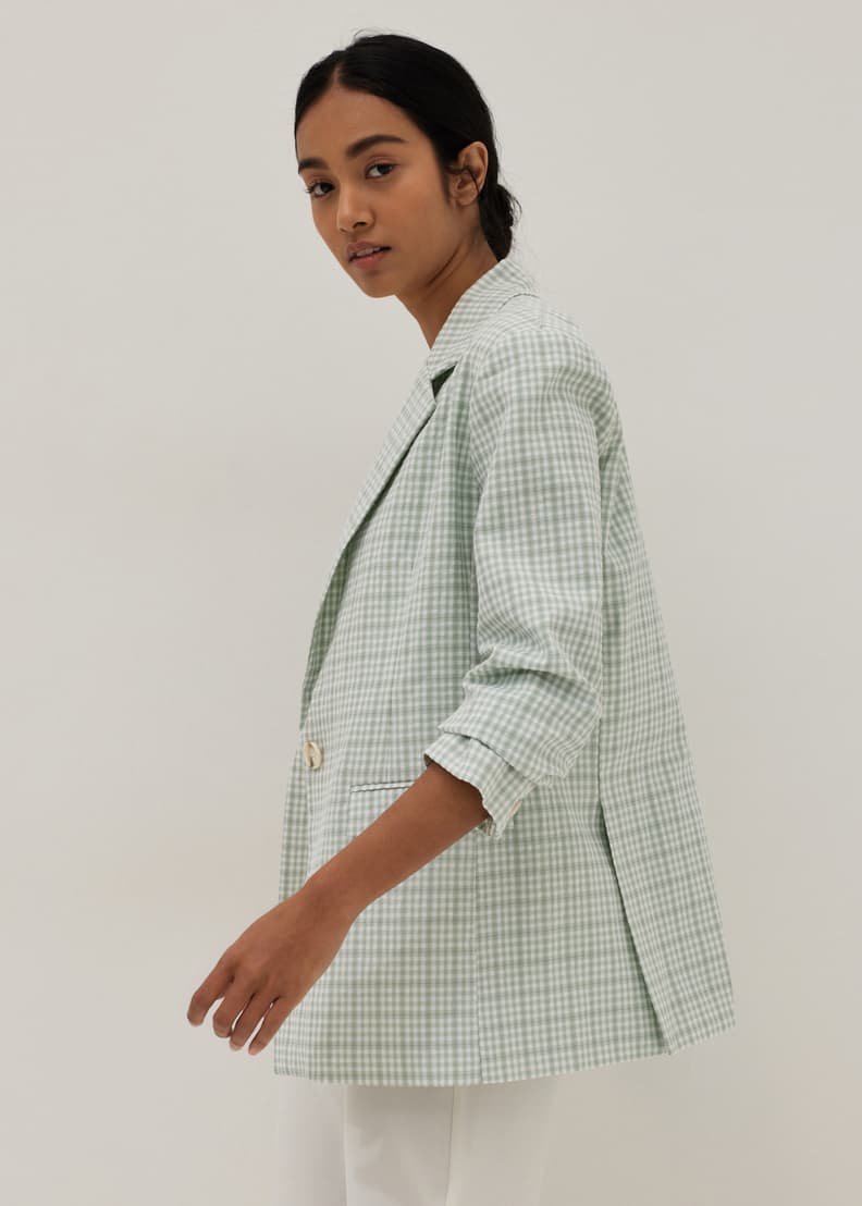 Buy Shiloh Checkered Oversized Blazer Love Bonito Singapore