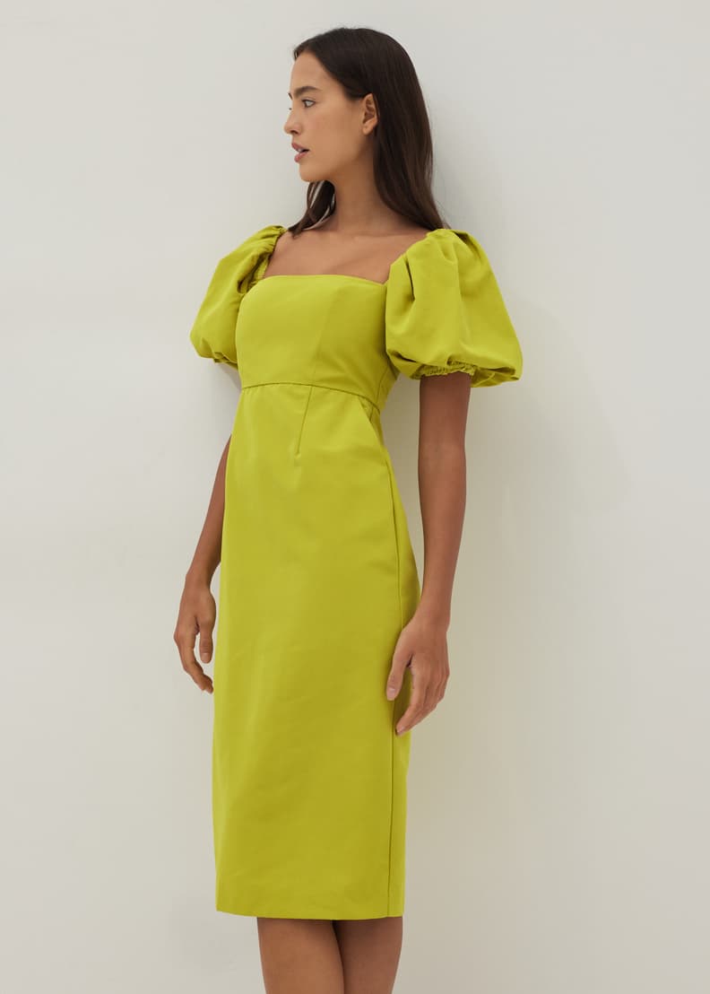 Buy Rosalia Puff Sleeve Column Dress @ Love, Bonito Singapore | Shop  Women's Fashion Online | Love, Bonito SG