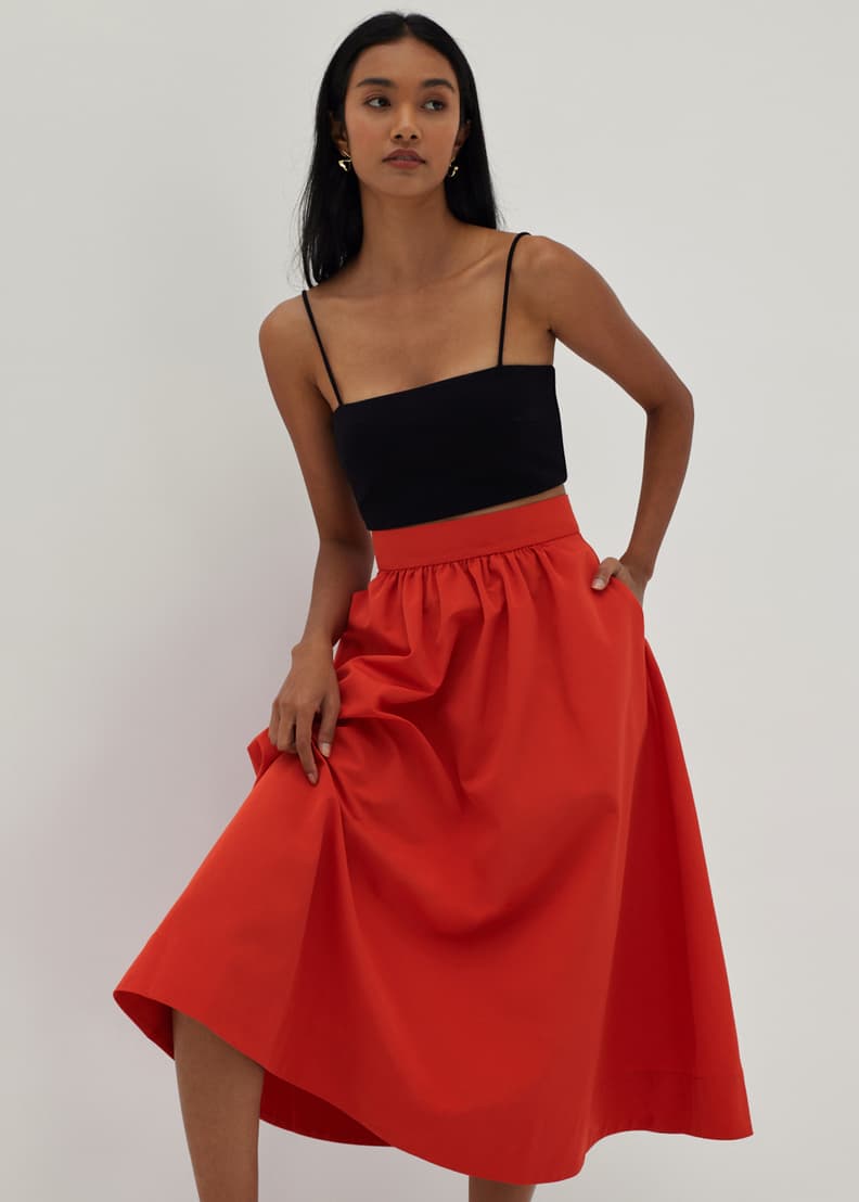 MALBON ♥ [WOMAN] A-line flare skirt /追跡付 SY017SK / Flare Long Skirt BLACK【翁安芸さん×SYNE TOKYO