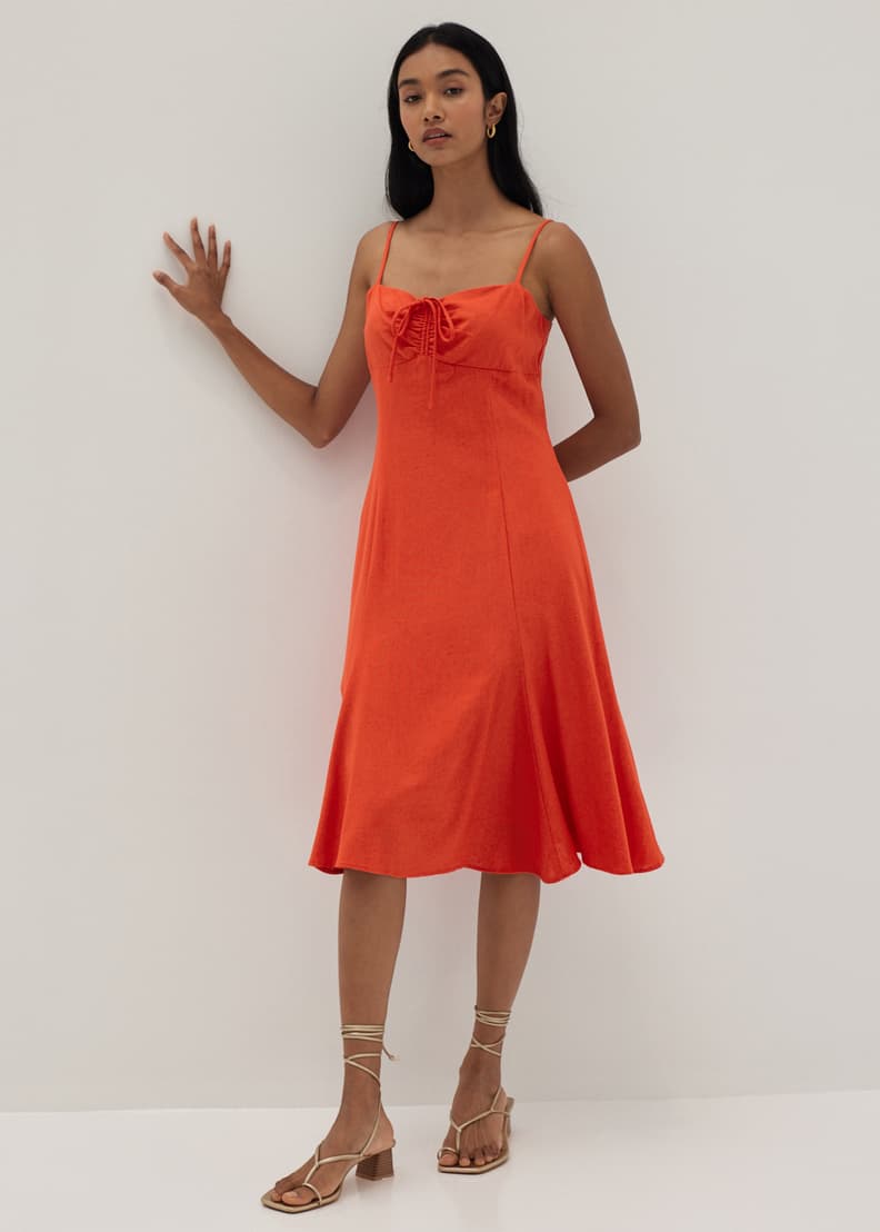 Fit and flare linen dress online