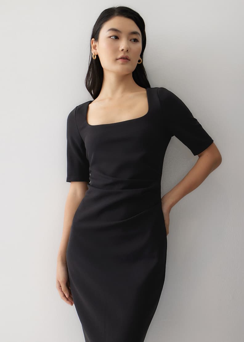 Geodese wrap cheap front pencil dress