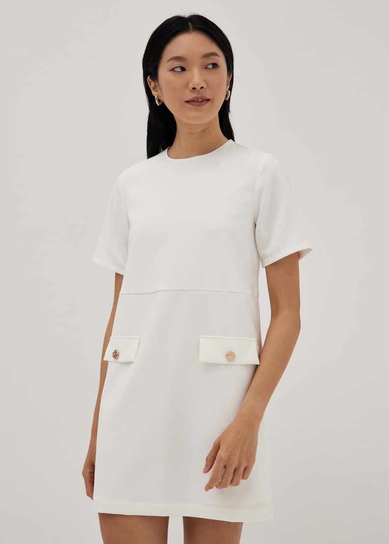 Front pocket shift dress cheap