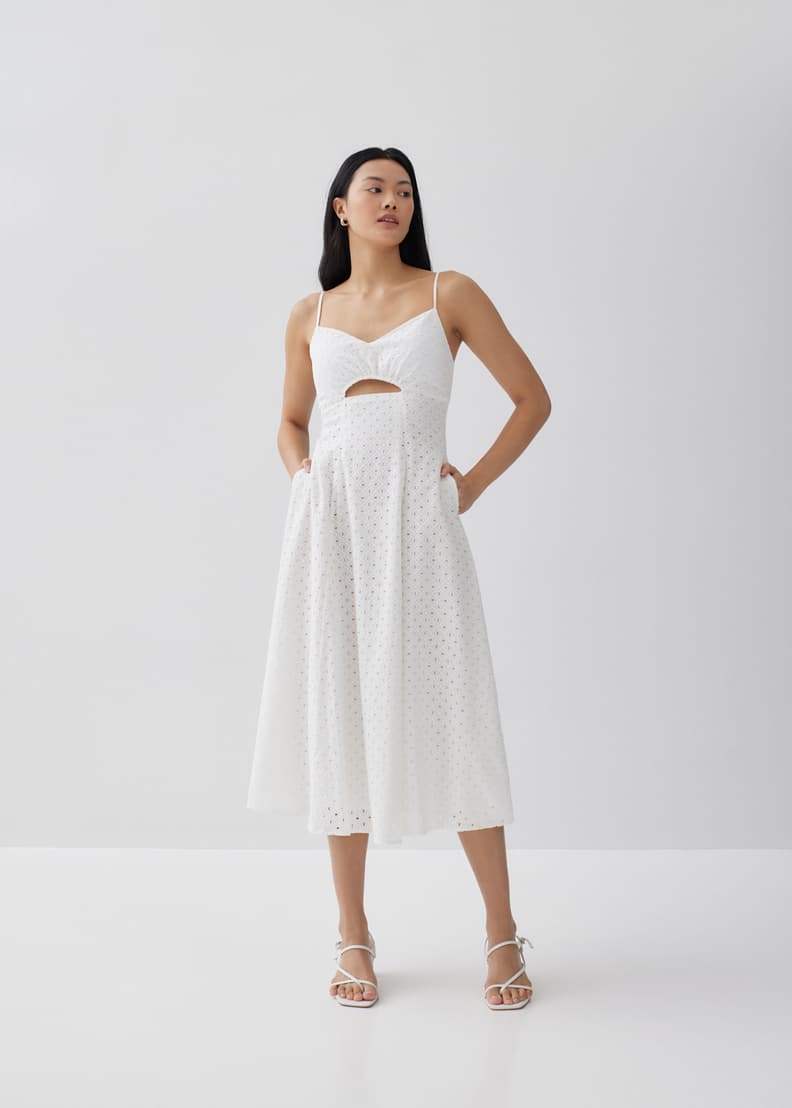 Low cut white dress cheap