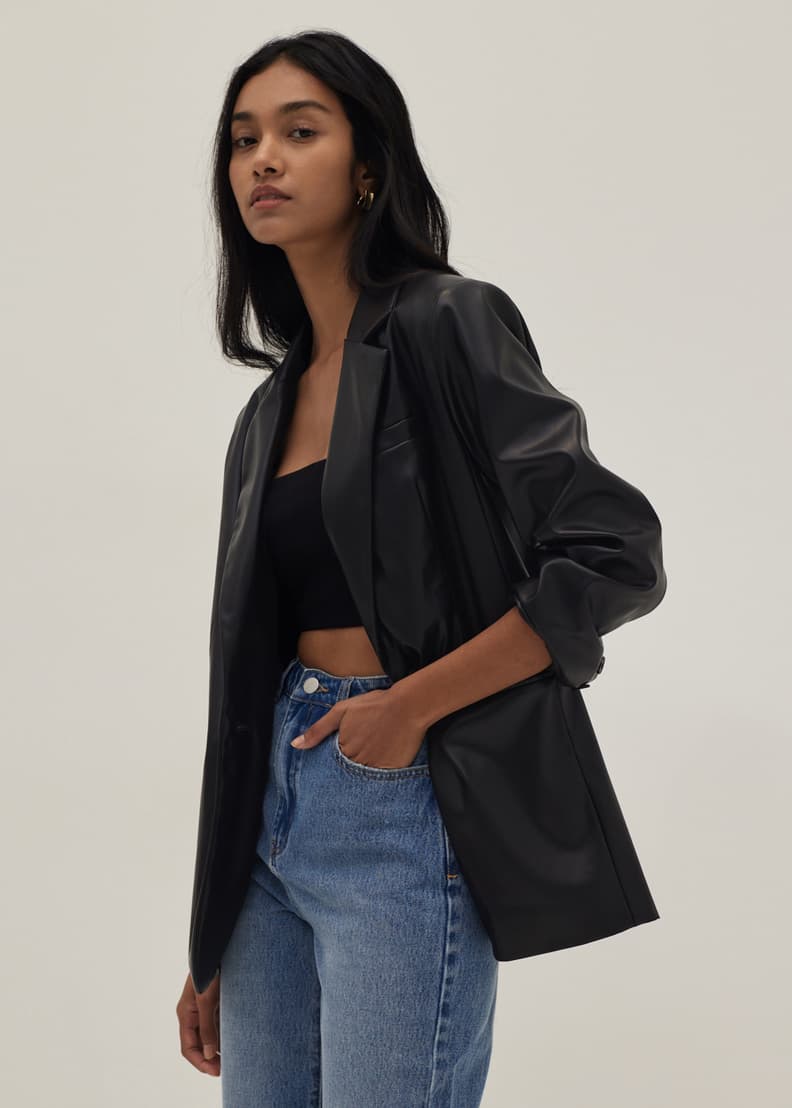 Tailored faux leather blazer Clearance