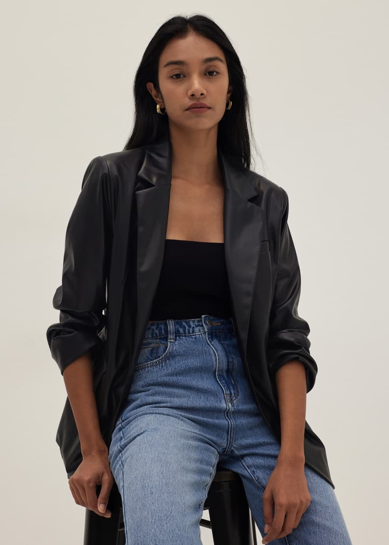 Tailored faux leather blazer Clearance