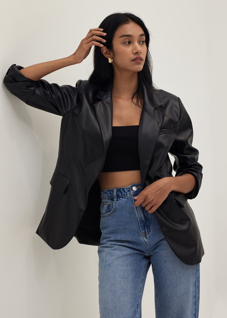 Tailored faux leather blazer Clearance