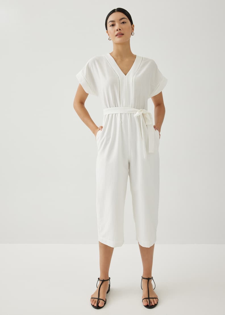 White jumpsuit on sale short sleeve