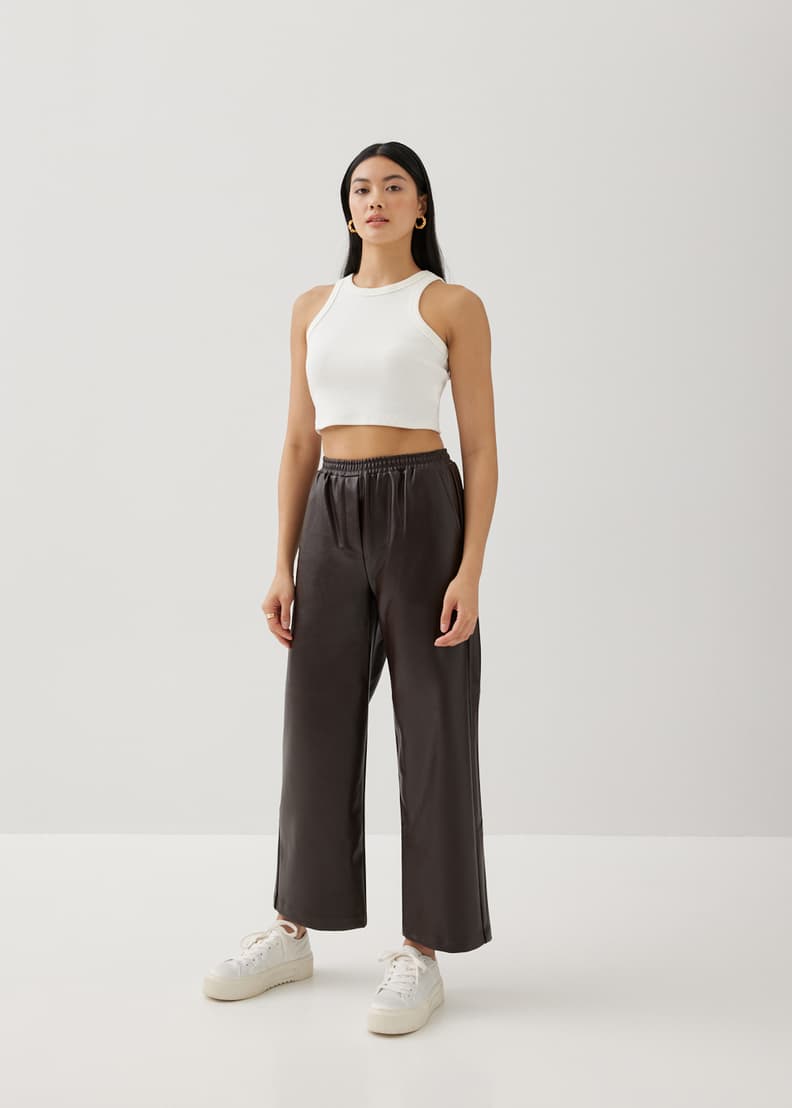 Buy Klea Elastic Pleather Straight Leg Pants Love Bonito