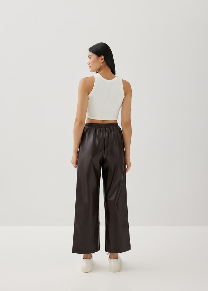 Elastic leather on sale pants