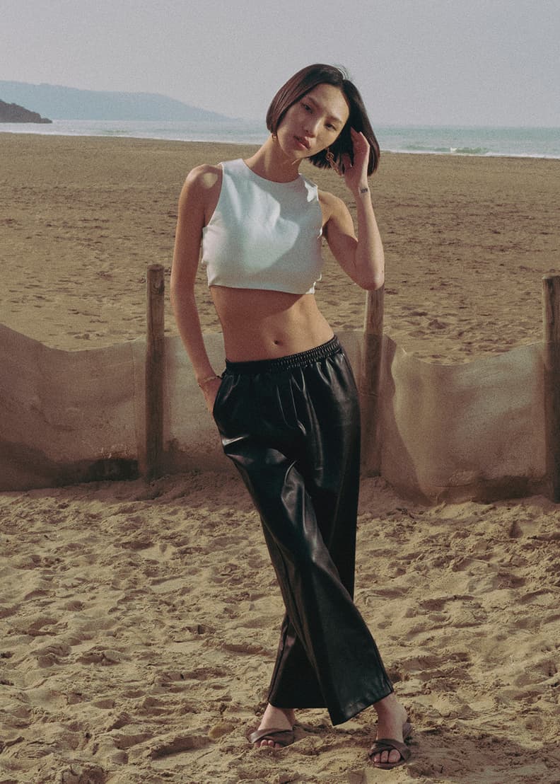 Elastic 2025 leather pants